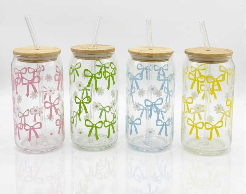 Floral Glass Tumbler Set – 4 Pieces
